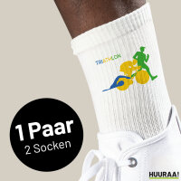 Unisex Socken Triathlon Schwimmen, Radfahren und Laufen Größe 37/46 White Motiv Tennissocken