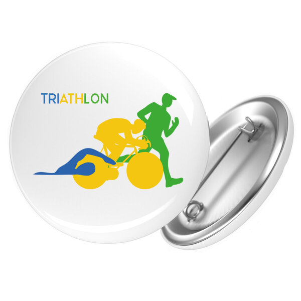 Button Triathlon Schwimmen, Radfahren und Laufen rund