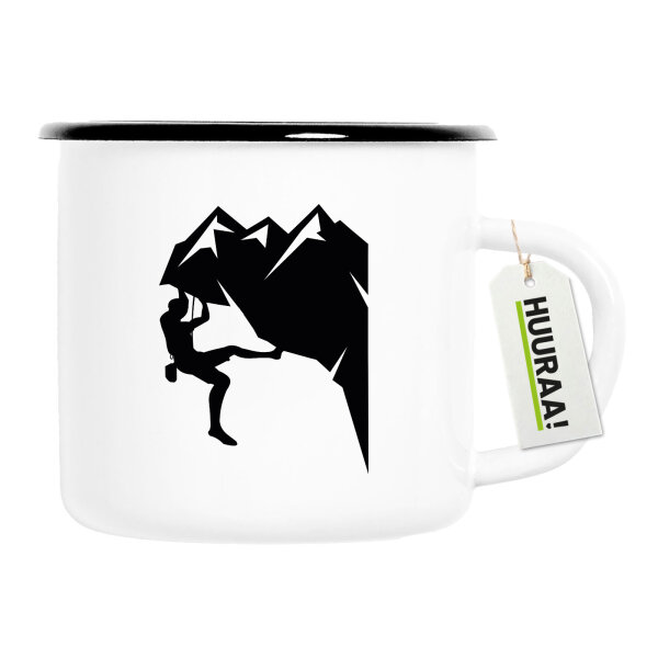 Emaille Tasse Klettern Silhouette 300ml Vintage Emaille Becher