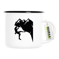 Emaille Tasse Klettern Silhouette 300ml Vintage Emaille Becher