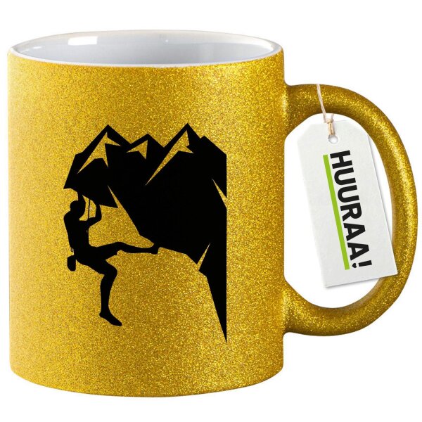 Glitzertasse Klettern Silhouette 330ml