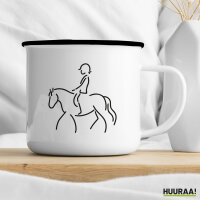 Emaille Tasse Reiten Pferd 300ml Vintage
