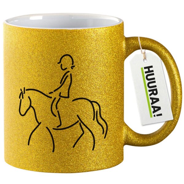 Glitzertasse Reiten Pferd 330ml