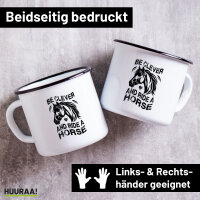 Emaille Tasse ride a horse Pferd 300ml Vintage Emaille...