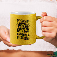 Glitzertasse ride a horse Pferd 330ml