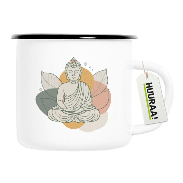 Emaille Tasse Buddha Buddhismus 300ml Vintage Emaille Becher