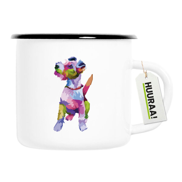 Emaille Tasse Fox Terrier Colorful 300ml Vintage Emaille Becher