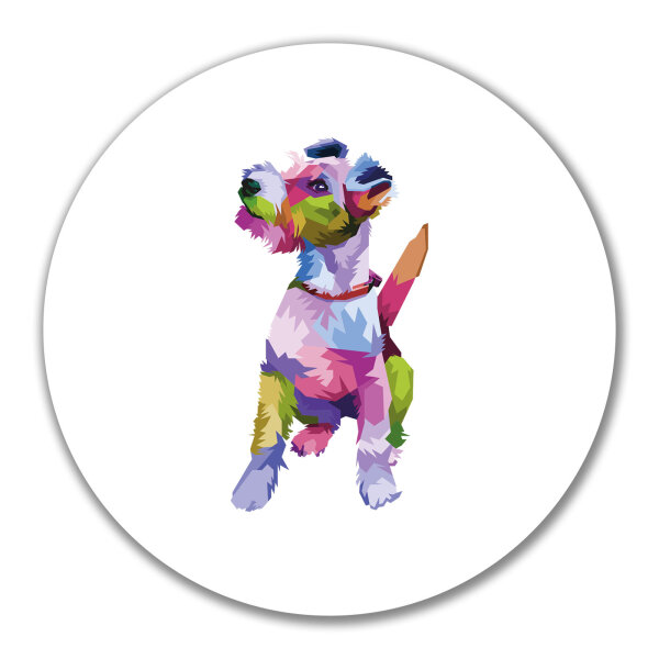 Aufkleber Fox Terrier Colorful 10cm rund