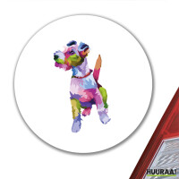 Aufkleber Fox Terrier Colorful 10cm rund