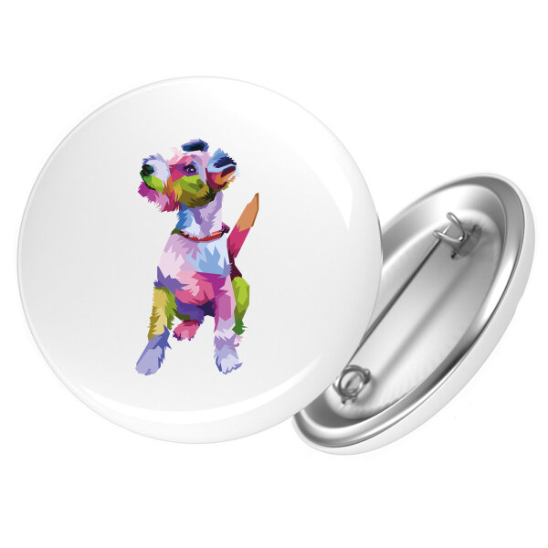Button Fox Terrier Colorful rund