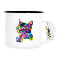 Emaille Tasse Katze Colorful 300ml Vintage Emaille Becher
