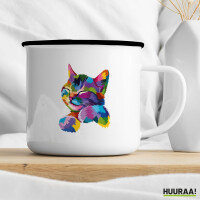 Emaille Tasse Katze Colorful 300ml Vintage Emaille Becher
