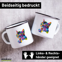 Emaille Tasse Katze Colorful 300ml Vintage