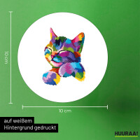 Aufkleber Katze Colorful 10cm rund