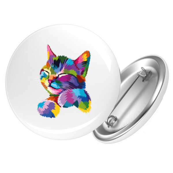 Button Katze Colorful