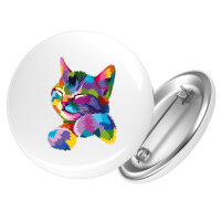 Button Katze Colorful