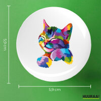 Button Katze Colorful
