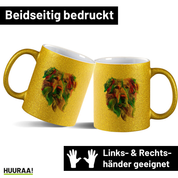 Glitzertasse Golden Retriever Colorful 330ml