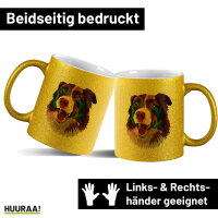 Glitzertasse Border Collie Colorful 330ml