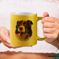 Glitzertasse Border Collie Colorful 330ml
