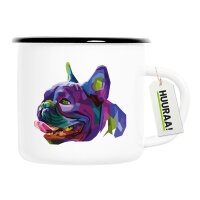 Emaille Tasse Mops Colorful 300ml Vintage Emaille Becher