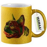 Glitzertasse Mops Colorful 330ml