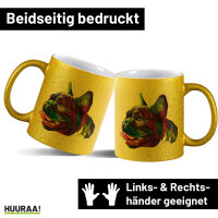 Glitzertasse Mops Colorful 330ml