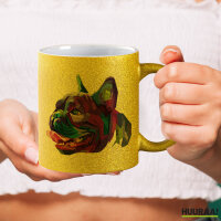 Glitzertasse Mops Colorful 330ml