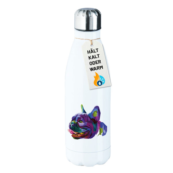 Edelstahl-Trinkflasche Mops Colorful 500ml Wasserflasche