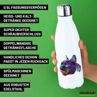 Edelstahl-Trinkflasche Mops Colorful 500ml Wasserflasche