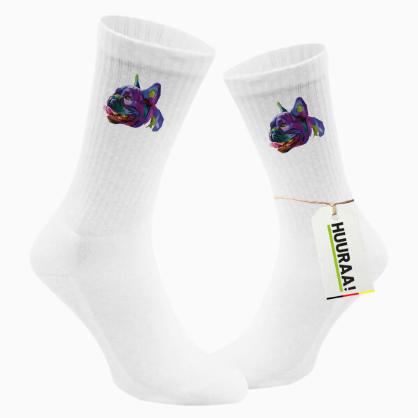 Unisex Socken Mops Colorful Größe 37/46 White Motiv Tennissocken