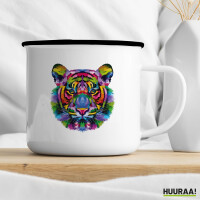 Emaille Tasse Tiger Kopf Colorful 300ml Vintage Emaille Becher