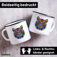 Emaille Tasse Tiger Kopf Colorful 300ml Vintage