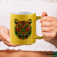 Glitzertasse Tiger Kopf Colorful 330ml