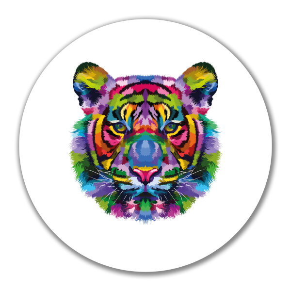 Aufkleber Tiger Kopf Colorful 10cm