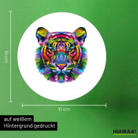 Aufkleber Tiger Kopf Colorful 10cm