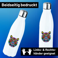 Trinkflasche Tiger Kopf Colorful 500ml Edelstahl...