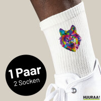 Unisex Socken Wolf Colorful Größe 37/46 White...