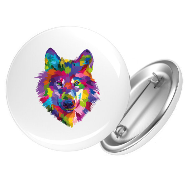 Button Wolf Colorful rund