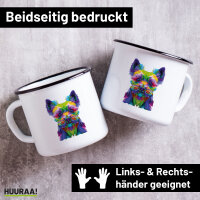 Emaille Tasse Yorkshire Terrier Colorful 300ml Vintage