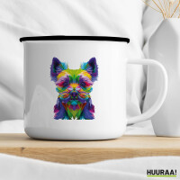 Emaille Tasse Yorkshire Terrier Colorful 300ml Vintage