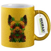 Glitzertasse Yorkshire Terrier Colorful 330ml