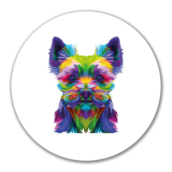 Aufkleber Yorkshire Terrier Colorful 10cm rund