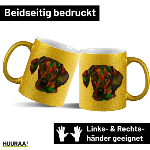 Glitzertasse Dackel Colorful 330ml