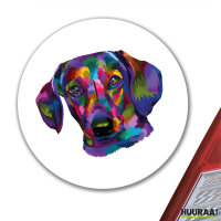 Aufkleber Dackel Colorful 10cm rund