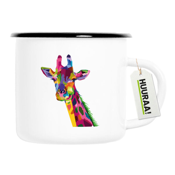 Emaille Tasse Giraffe Colorful 300ml Vintage Emaille Becher