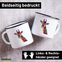 Emaille Tasse Giraffe Colorful 300ml Vintage Emaille Becher