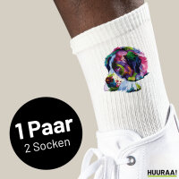 Unisex Socken Bernhardiner Colorful Größe 37/46 White Motiv Tennissocken
