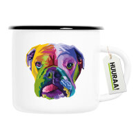 Emaille Tasse Englische Bulldogge Colorful 300ml Vintage