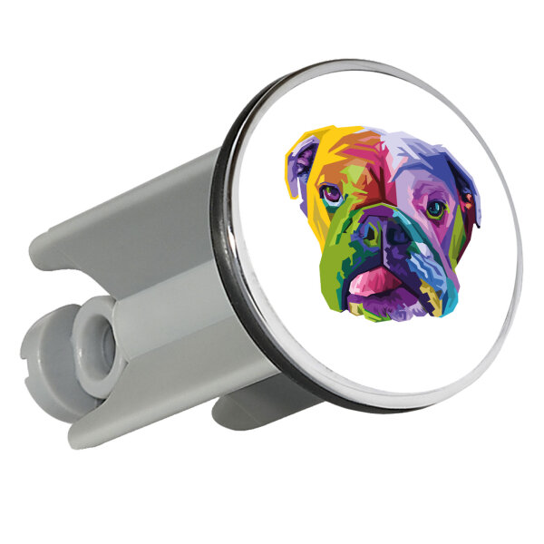 Waschbeckenstöpsel Englische Bulldogge Colorful 4cm Abflussstopfen